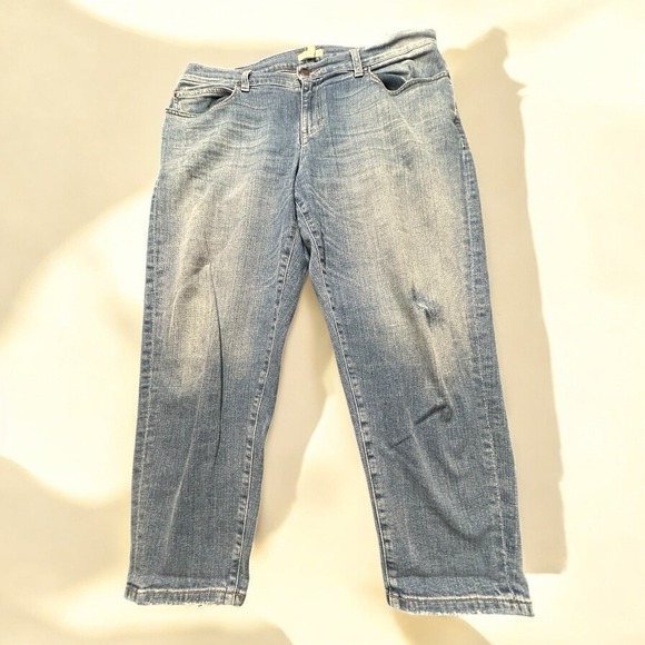 Eileen Fisher Women's Size 14 Blue Straight Leg Jeans‎ Organic Cotton Stretch - Picture 1 of 10